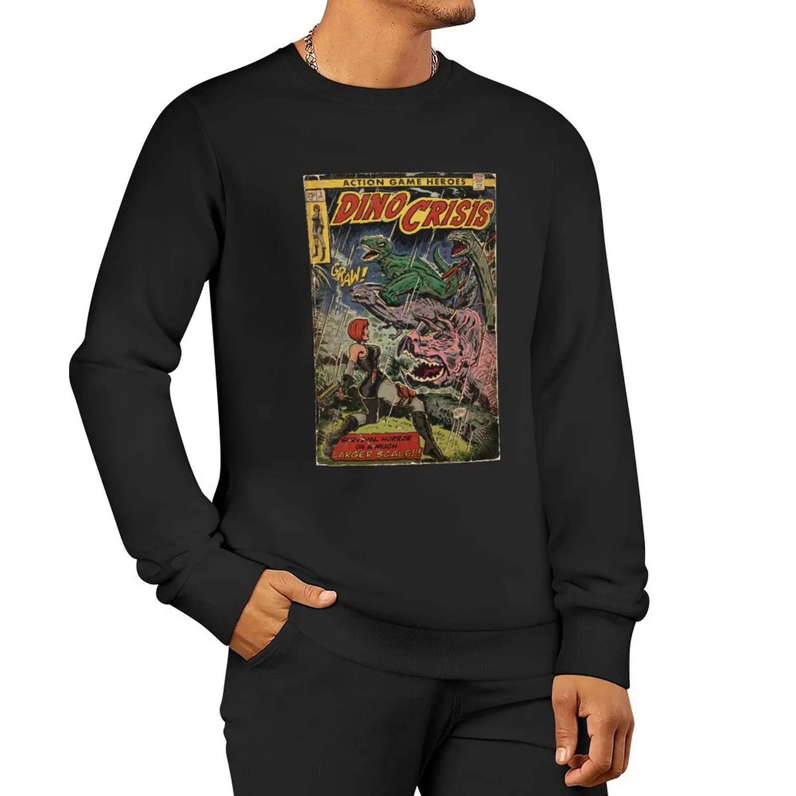 

Dino Crisis comic cover fan art Pullover Hoodie male clothes anime sweatshirt