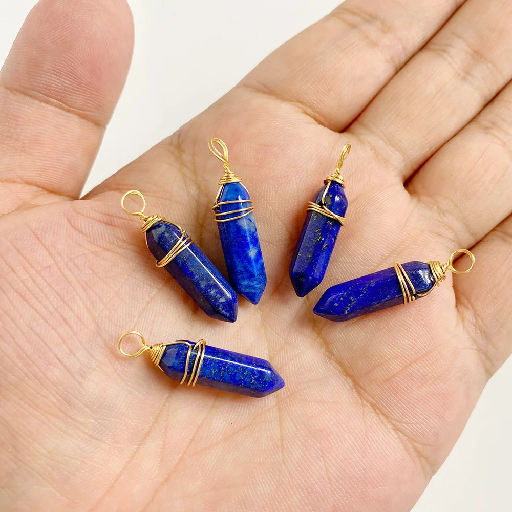 Natural Lapis Lazuli Stone Pendants Water Drop Heart Shape Charms Pendant for Jewelry Making DIY Necklace Bracelet Earrings 1PC