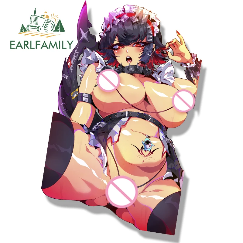 EARLFAMILY Ahegao Gyaru Ellen Joe Fanart Car Sticker Zenless Zone Zero Chibi Big Head Waifu Decal Cartoon Peek Girl Slap Sticker