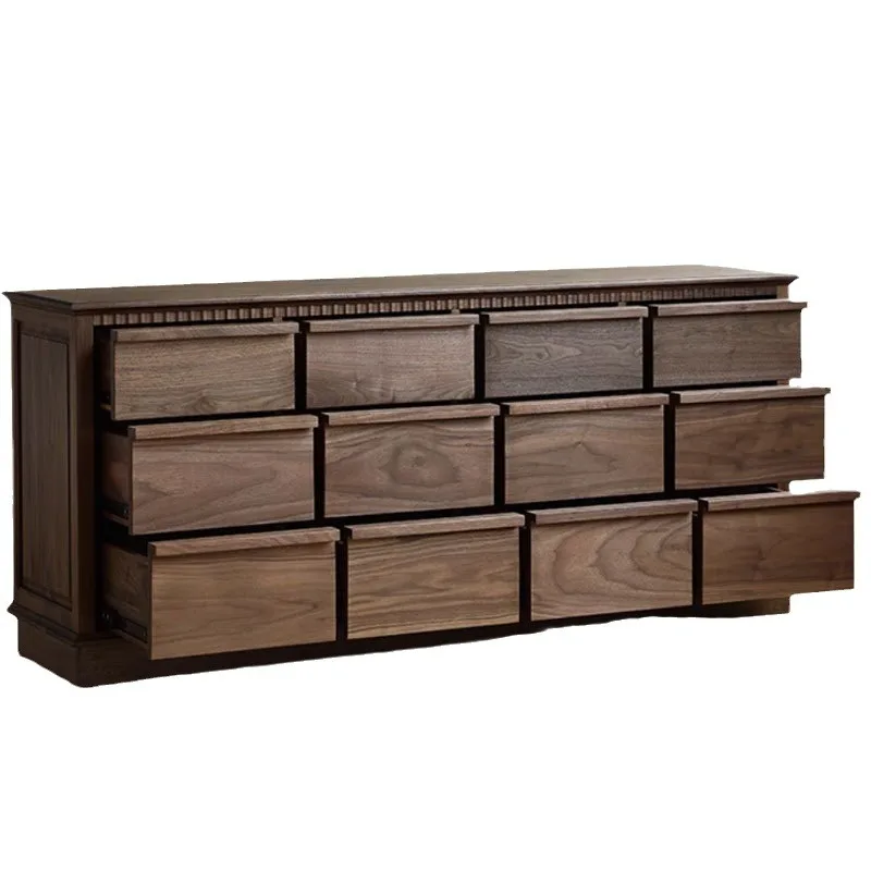 

North America, black walnut all solid wood, retro style 12 chest
