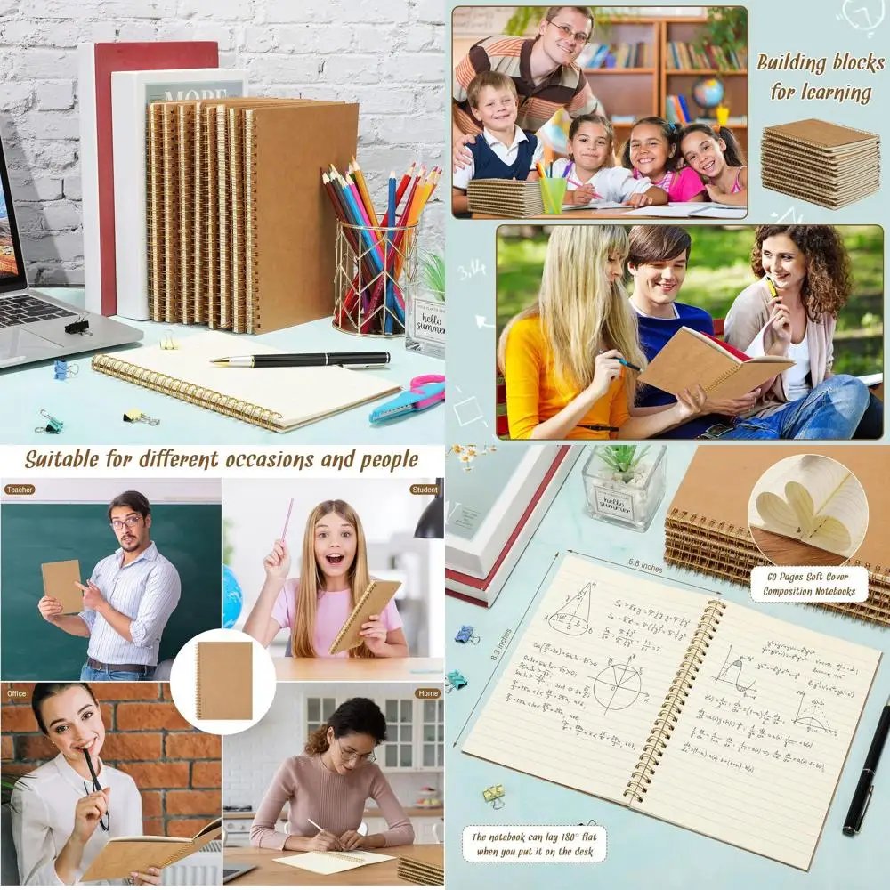 A5 Spiral Notebooks, 100-Pack, 8.3x5.5 Inches, College Ruled, Bulk Journals, Thick Paper, Ideal for School, Office, and Home (Kr