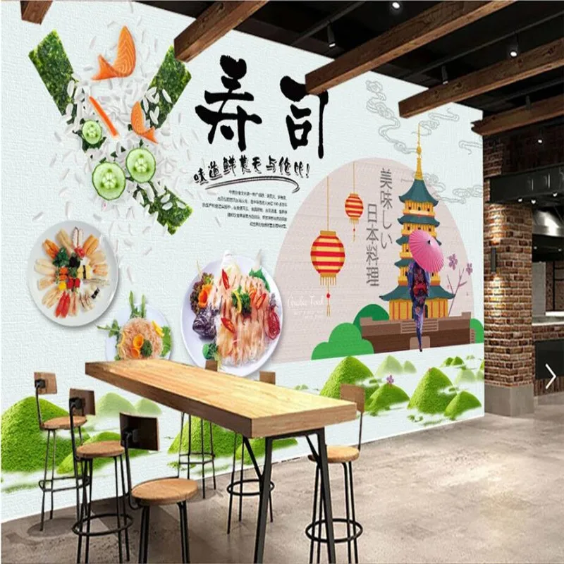 

Modern Minimalist Japanese Cuisine Background Wallpaper Mural Sushi Gourmet Restaurant Industrial Decor Wall Paper Wall Cloth 3D