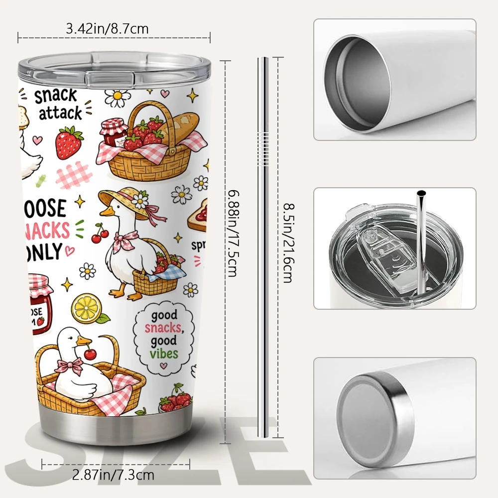 Silly Goose Vacuum Flasks 20oz Long Lasting Hot Cold Drinks Container Leakproof Stainless Steel Cup&Straw&Travel Gift