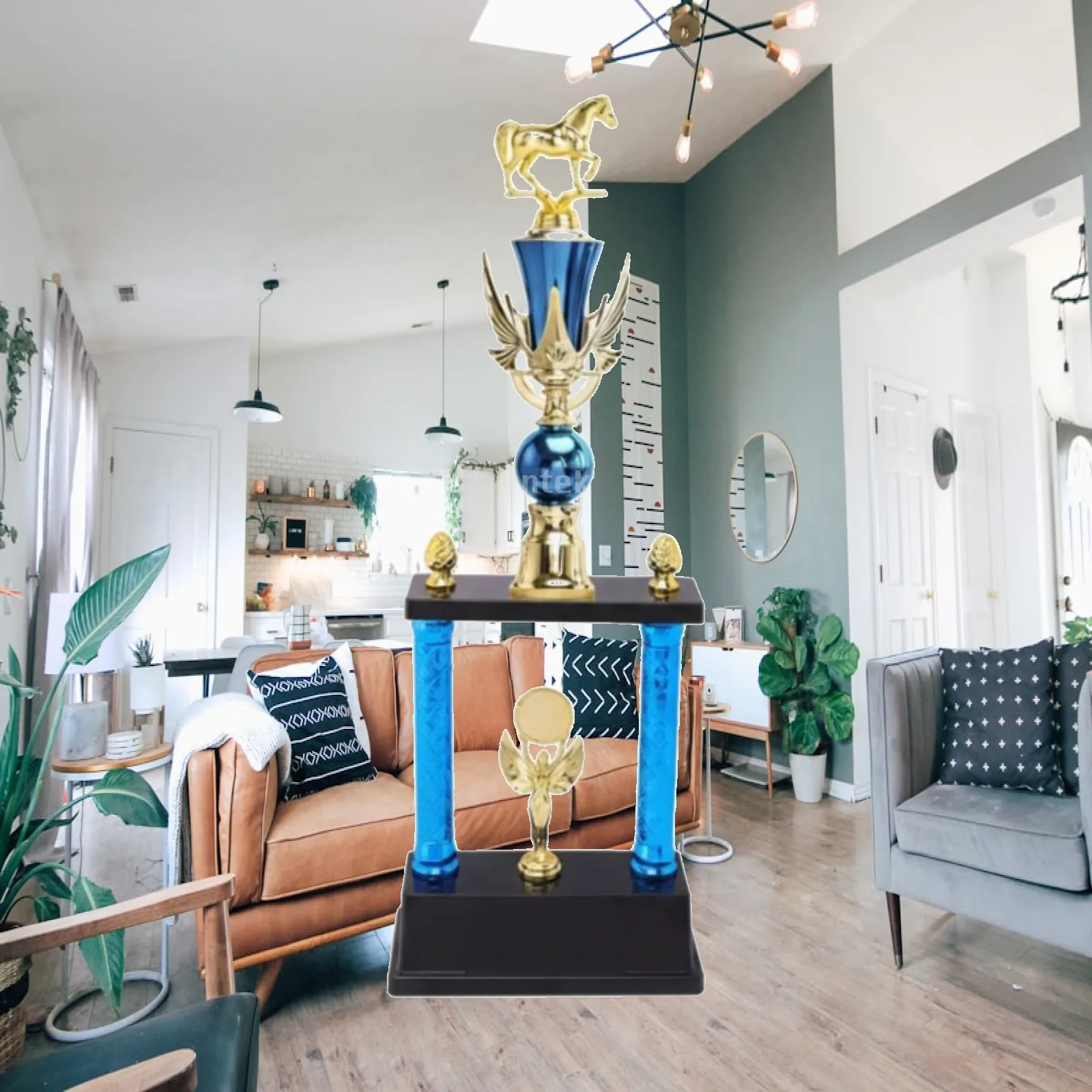 champion-horse-trophy-cup-for-equestrian-derby-winner-golden-plastic-statue-for-horse-lover-collection