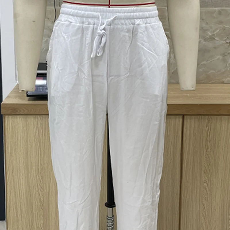 

Мужские дышащие льняные брюки-джоггеры с карманами, стильные однотонные повседневные брюки со средней посадкой и завязками на все сезоны