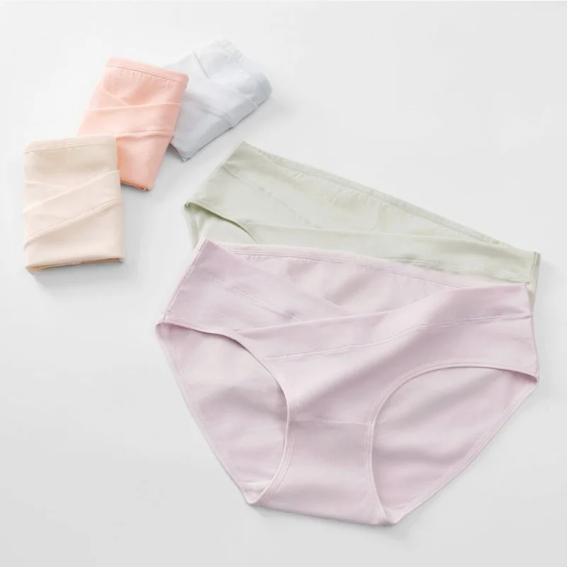 Large Size Cotton Maternity Pregnant Underwear Postpartum Mother Under Bump Panties V-Shaped Soft Belly Support Panty