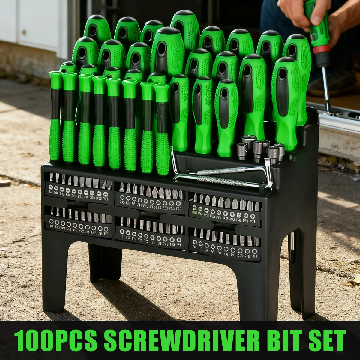 مجموعة مفكات براغي 100 قطعة أداة مفك مغناطيسي معزول مع حامل بلاستيكي