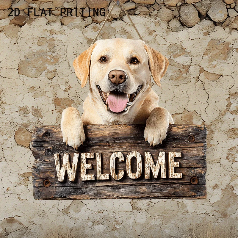 2D Flat 1pcs Animal Wooden Signage 9.1in Labrador Retriever Welcome Porch Farmhouse Garden Pendant Wall Decoration Home Gifts