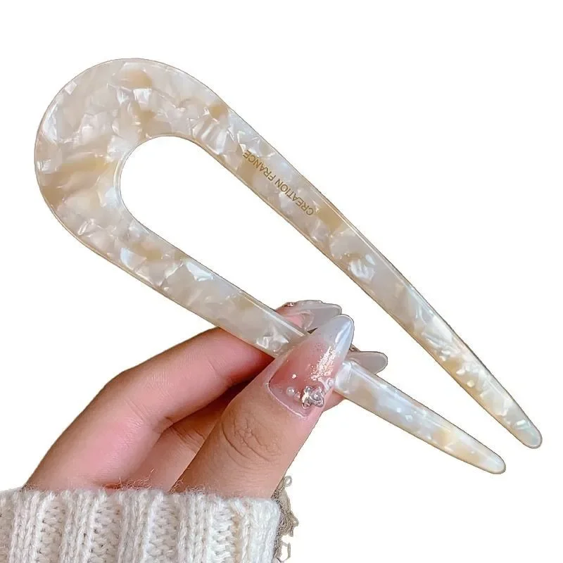 Fourchette à cheveux en forme de U, épingle à cheveux en acétate d'écaille de tortue en acrylique, couvre-chef géométrique, bâtons pour femmes et filles, accessoires pour cheveux