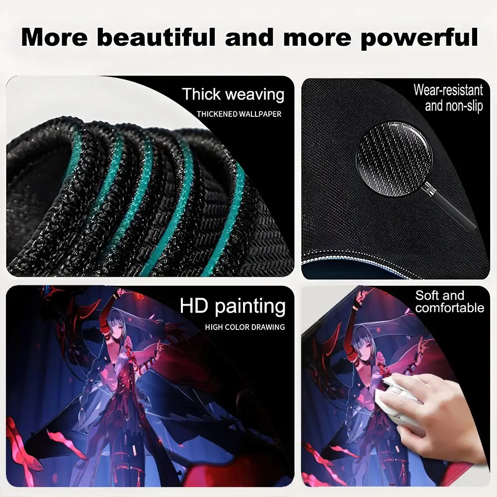 PHROLOVA Animation Beautiful patternsOffice Computer Desk Mat Table Big Mouse Pad Laptop Cushion Decor for Wuthering Waves