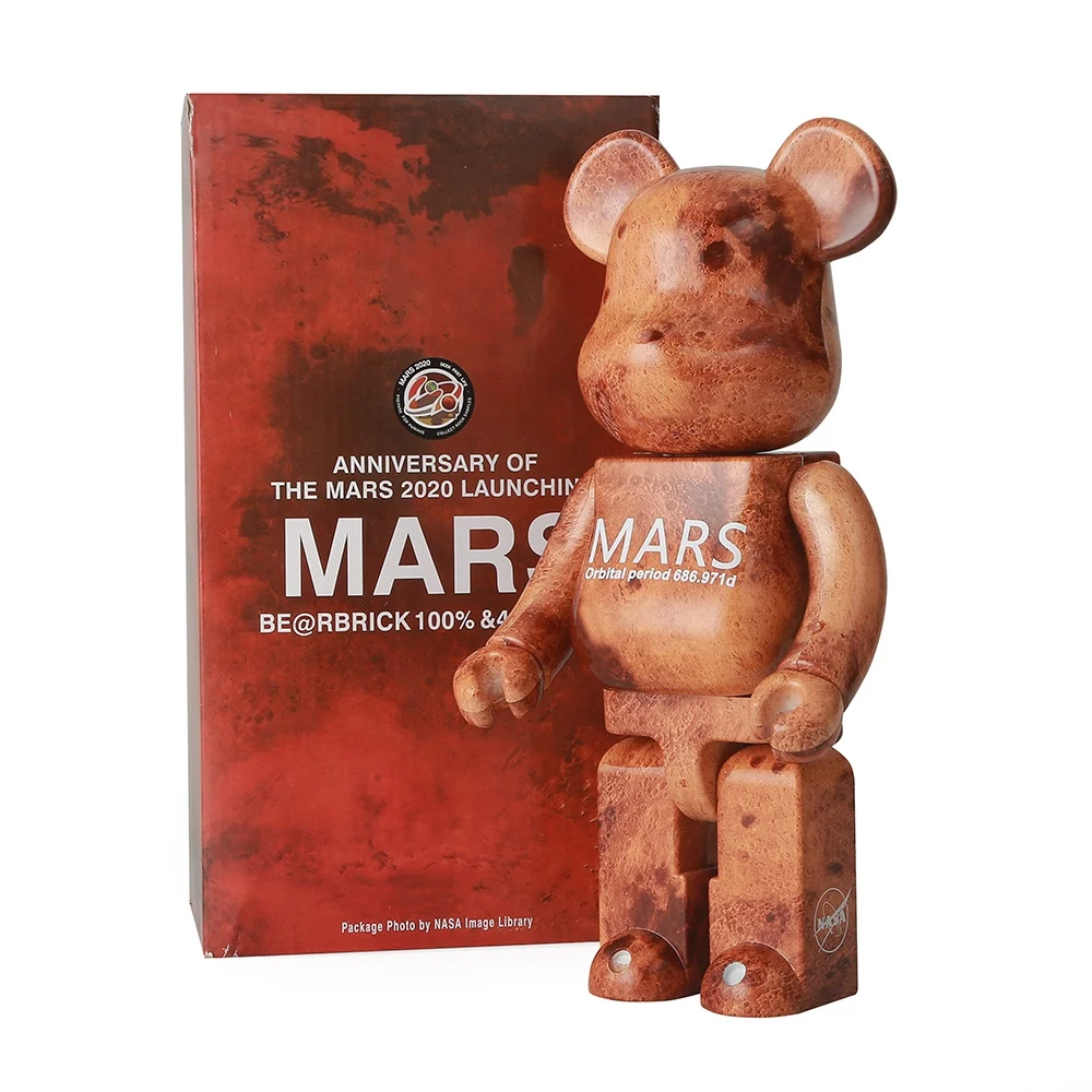 

Bearbrick 400% 28cm Orange Red BE@RBRICK 28cm Journey to Mars gift doll made of hematite on the surface of Mars trendy Doll