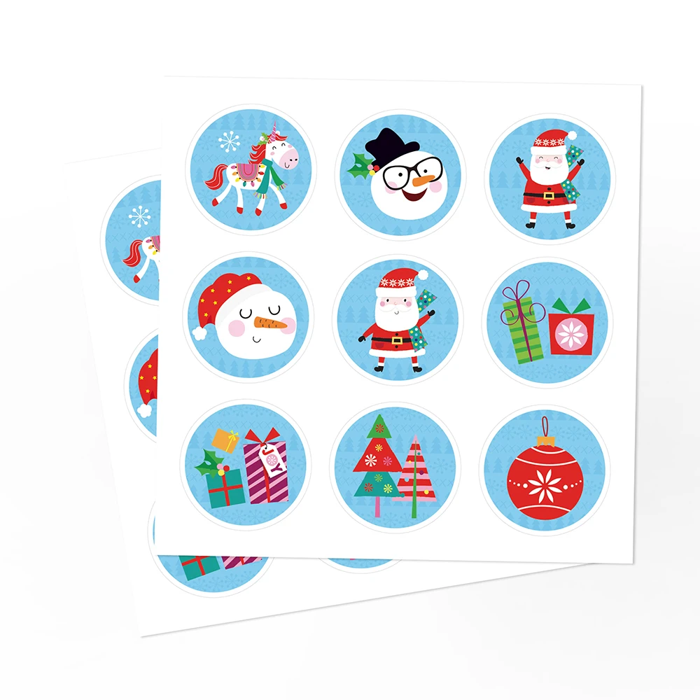 

KK049 180pcs Snowman Merry Christmas Stickers Scrapbook 1.5inch Sealing Labels For Xmas New Year Party DIY Packaging Stationery