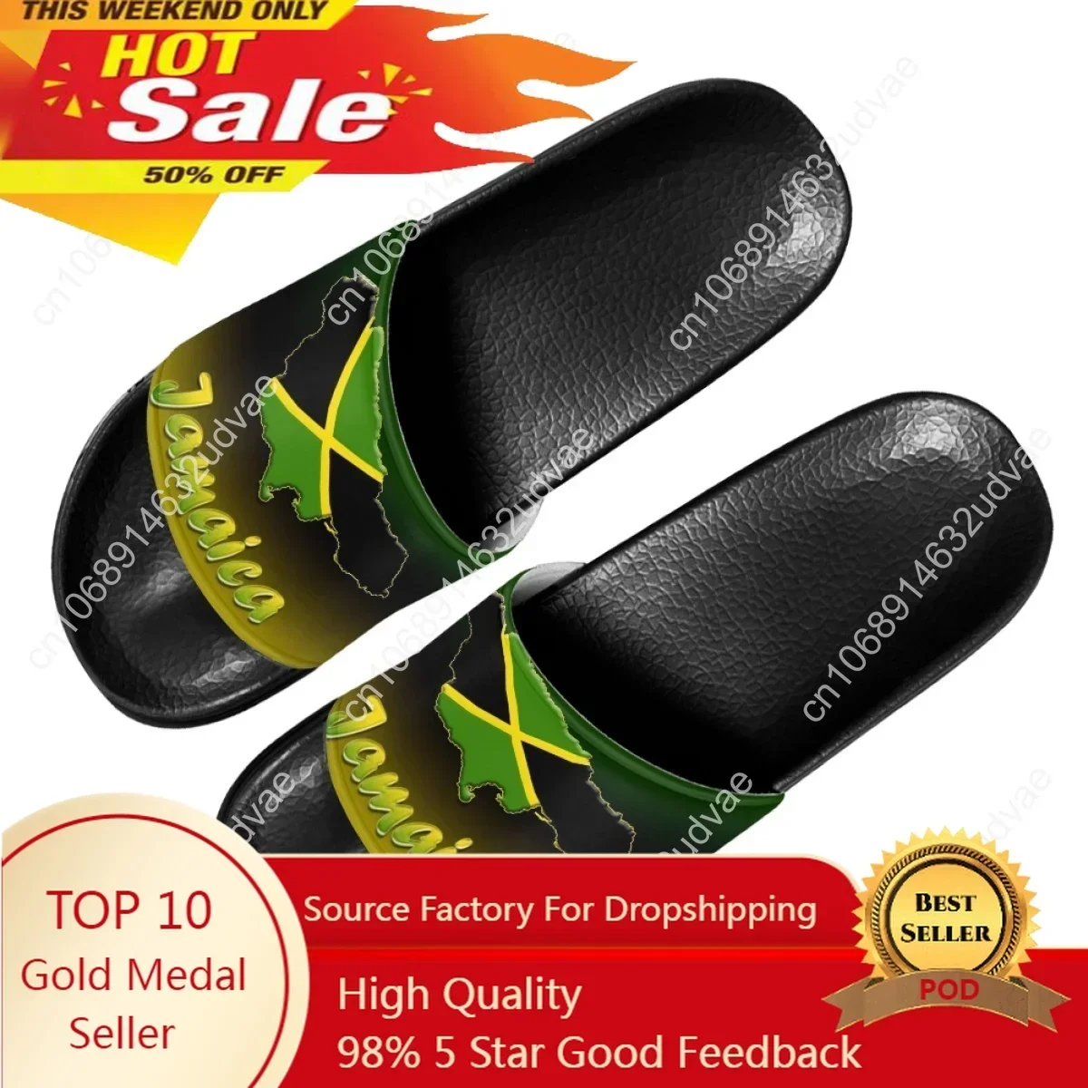 

Art Design Jamaica Flag Print Women's Slippers Summer EVA Lightweight Non-slip Slippers Couple Outdoor Beach Wading Flat Sandals