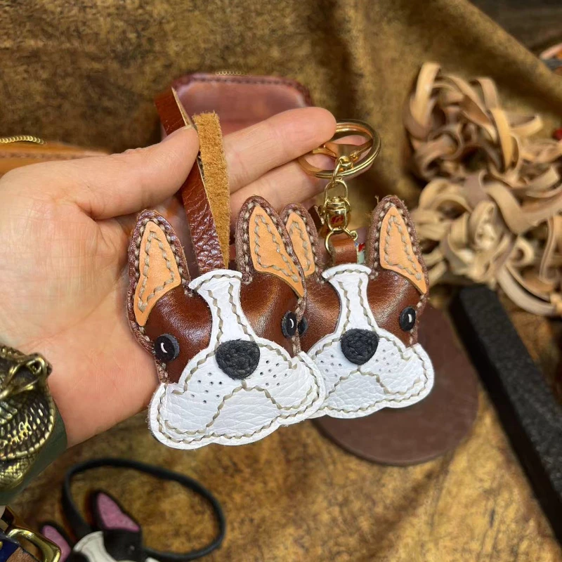 

Creative Imported Genuine Leather Handmade Dog Pendant Cute Puppy Handmade Bag Charm Cartoon Pet Bag Accessories