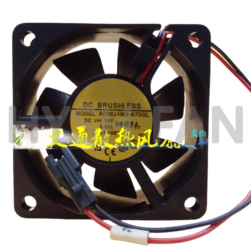 Ventilador de refrigeração para Chassis, AD0624MS-A70GL, DC 24V, 08A, 6 cm/cm, Cm 6025