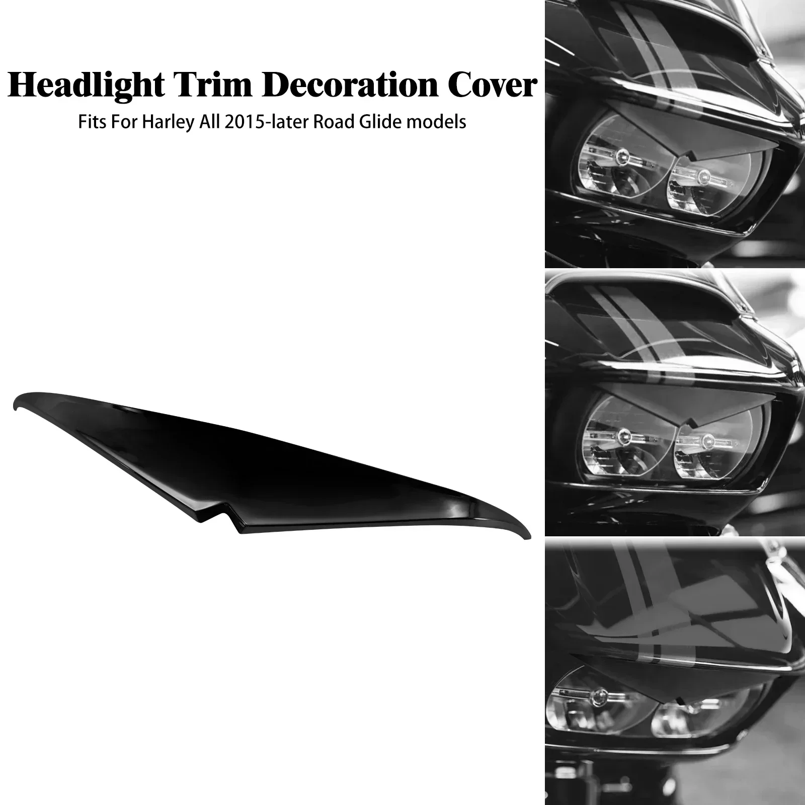 

Motorcycle Headlight Trim Eyebrow Eyelid Sticker Front Decoration Upper Tip Cover Visor For Harley Touring Road Glide 2015-Later