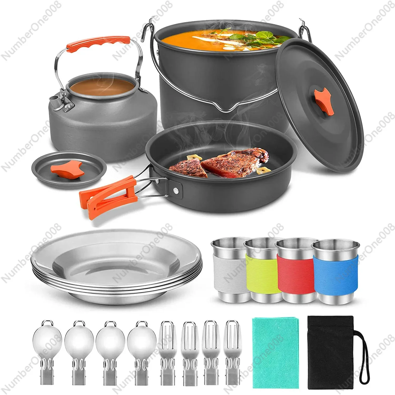 

Outdoor Hanging Pot Camping Cookware Set Portable Folding Pot Set Teapot Set Pot Combination