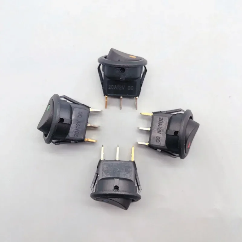 1/4pcs Car 12V 3 Pin Round Rocker Dot Boat LED Light Toggle Switch SPST ON/OFF,5A 250V/10A 125V AC