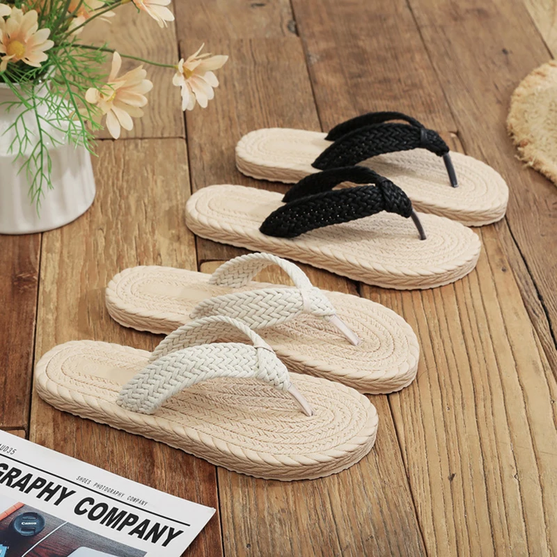 Summer Beach Shoes Casual Home Slides Home Open Toe Sandals Flip Flops Solid Color Platform Bathroom Flat Slippers Women 2025 ﻿ view 2