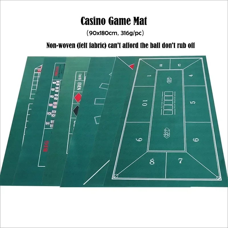 Casino Game Table Cloth Non-Woven Desktop Poker Table Mat Entertainment Cover for Texas Hold'em Roulette Blackjack Baccarat