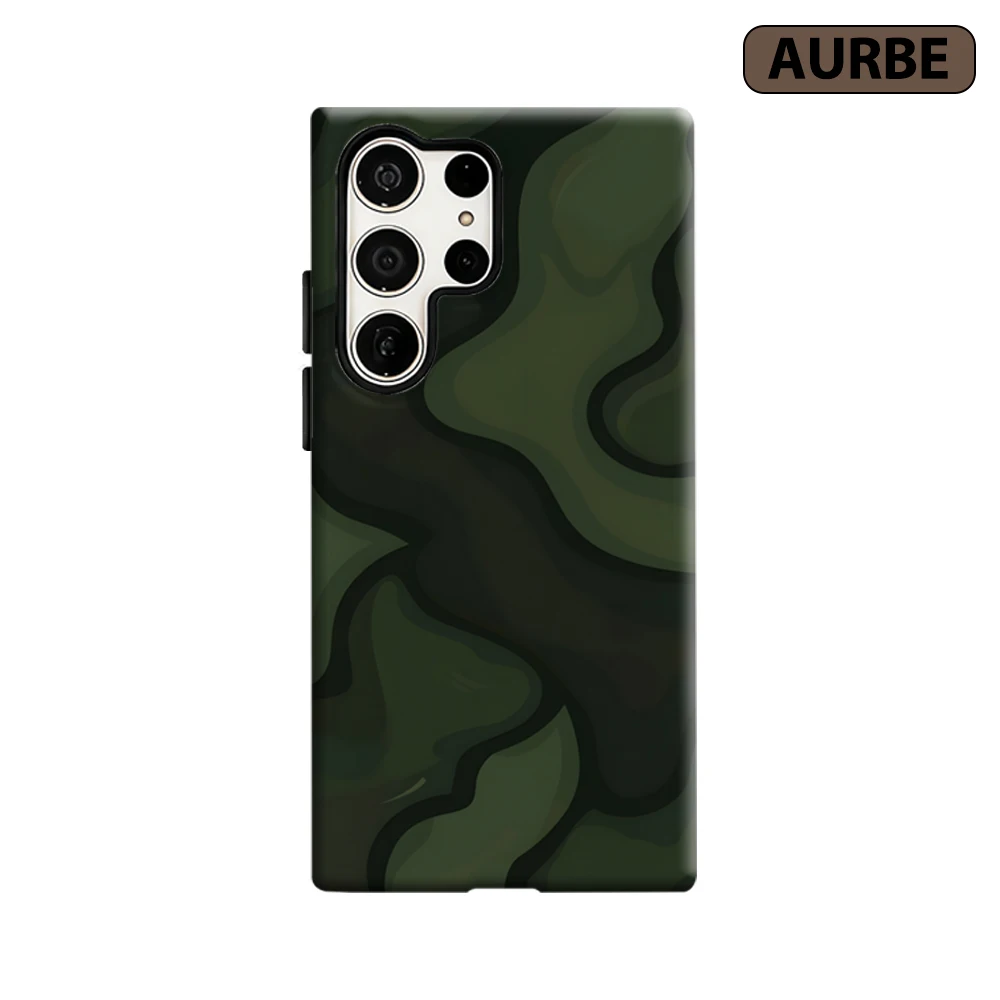 Olive Camo Phone Case for Samsung Galaxy S26 S25 Ultra S24 S23 Ultra Plus Shockproof Double Layer Tough Back Cover