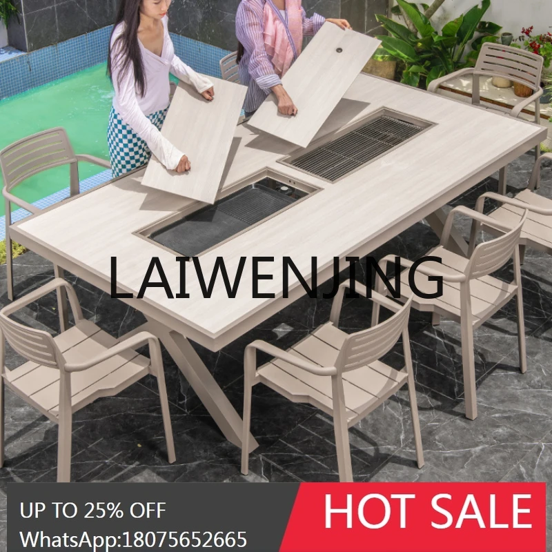 RWJ Outdoor Barbecue Terrace Table Leisure Roof Courtyard Outdoor Occasional Table and Chair Suit