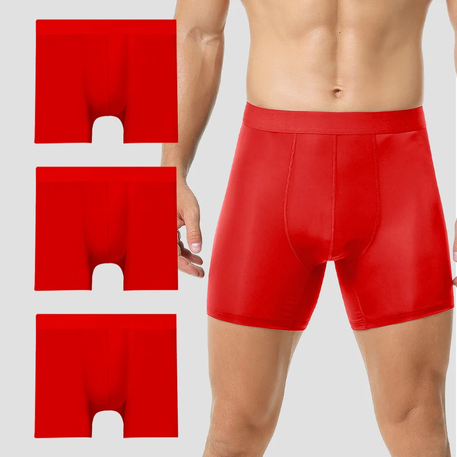 

3PCS Men's sports underwear for summer, thin, anti-abrasion leg, breathable, large-sized, extended, anti-abrasion crotch, briefs