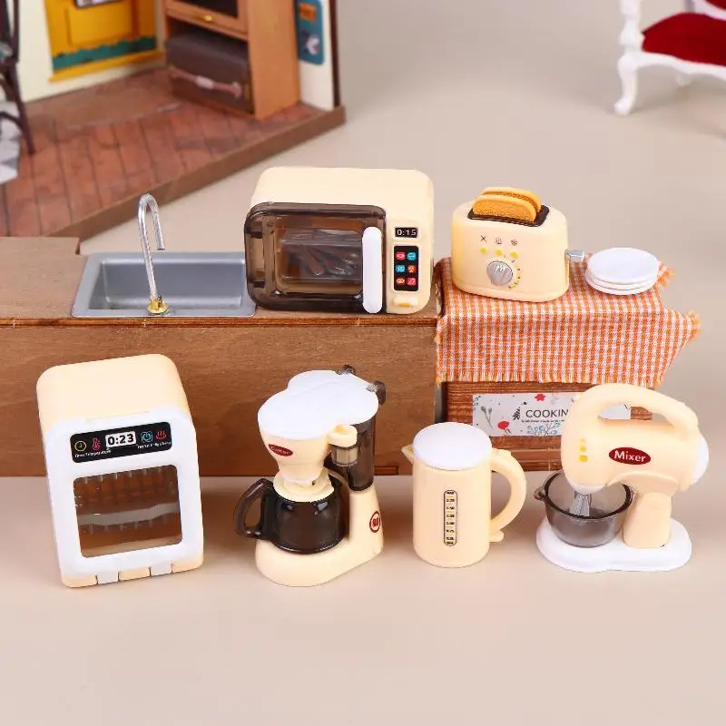 1 Set Home Appliances Decor Toy 1:12 Dollhouse Miniature Coffee Machine Egg Beater Model Doll House Accessories