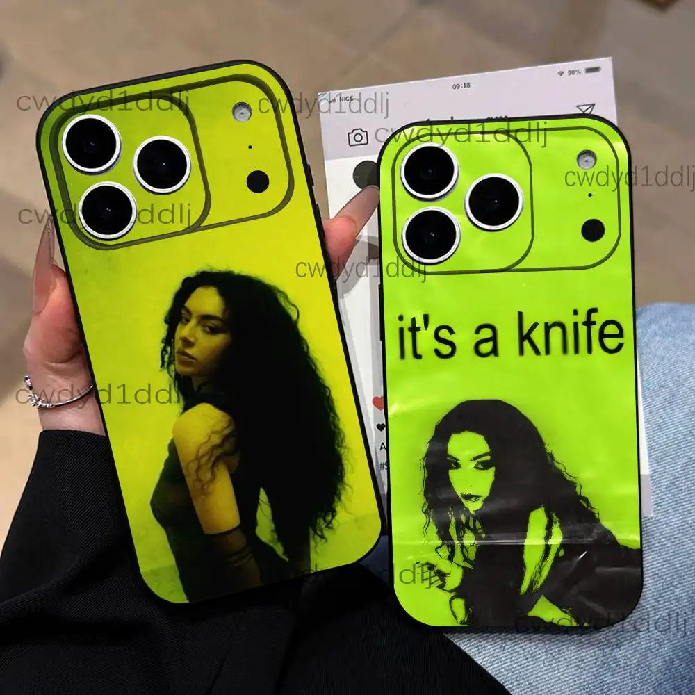 

C-Charlie XCX Brat For iPhone 17,16,15,11,12,14,13 Pro Max Mini XS,XR,7 Plus 16E Air Soft Black Dustproof Phone Case