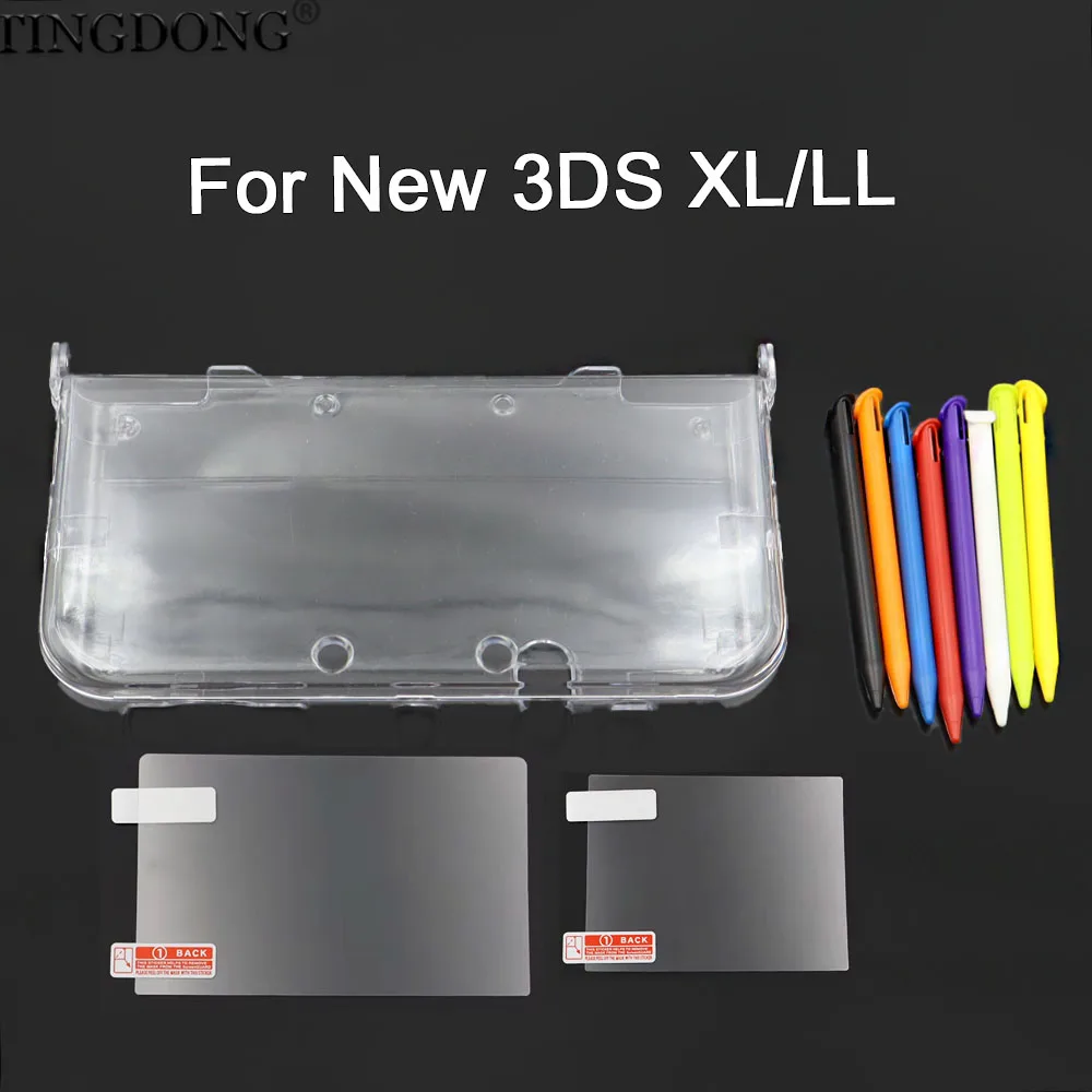 1Set für den neuen 3DS XL LL Clear Split Shell Transparente Schutzhülle mit Displayschutzfolie und Stylus-Stift