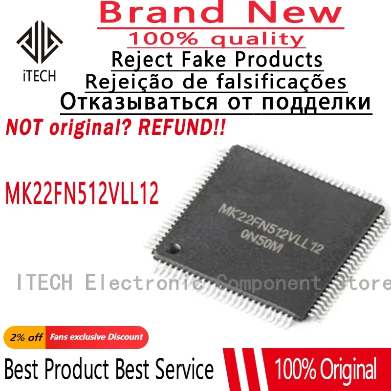 1pcs Original MK22FN512VLL12 MK22FN512 LQFP-100 100% New and Genuine IC In Stock