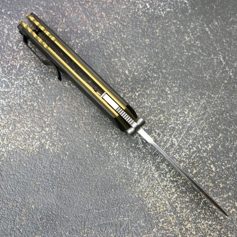 Pisau lipat taktis RS-CF VG10, pisau Titanium + gagang CF luar ruangan berkemah berburu memancing alat EDC bertahan hidup