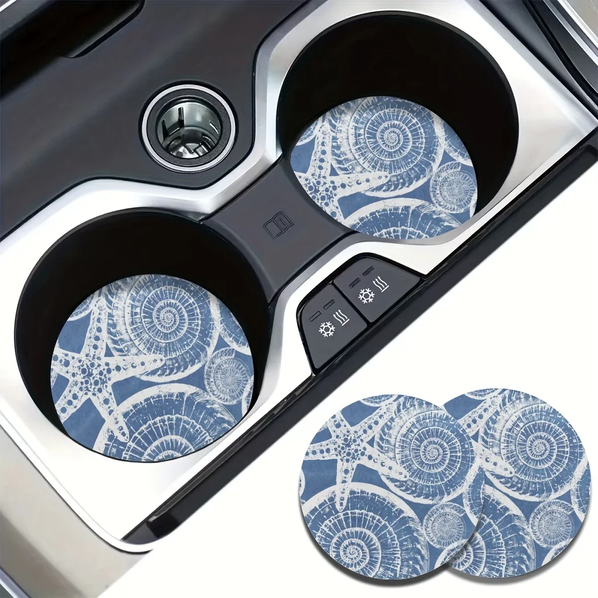 Starfish & Seashell Shaped Absorbent Coasters, Non-Slip Cup Mats for Car, Home, and Kitchen