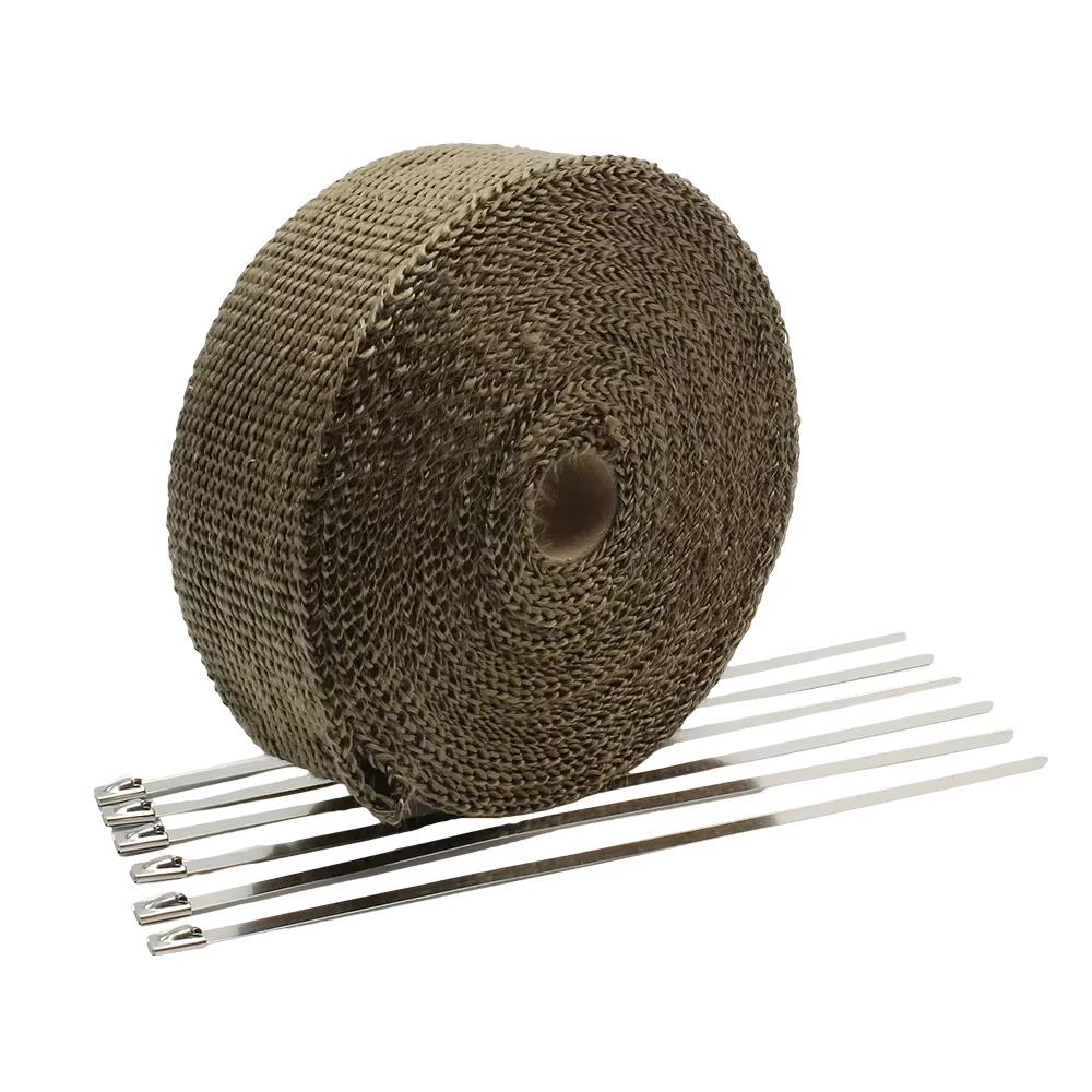 Motorrad-Auspuff-Thermoband, Sport-Schalldämpferfolie, 5 cm, 5 m, 10 m, 15 m, Hitzeschild, beständig gegen Hitze mit rostfreien Bändern, Dirt Bike Car – Detail 5