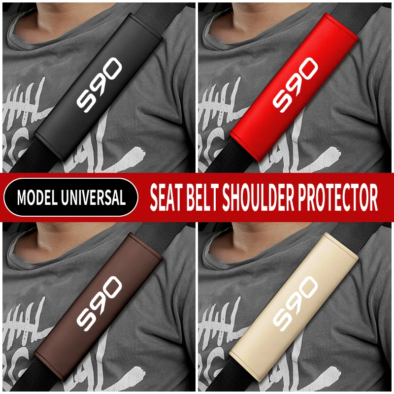 

1PC Leather Car Seat Belt Shoulder Protector Cover Safety Belt Padding Pad For Volvo s90 S90 Interior Accessories