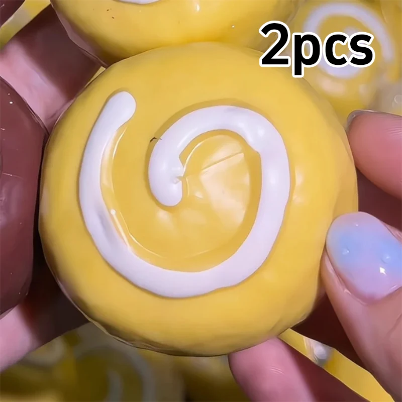 Knuspriger Handtuchrollen-Kuchen, weich, rosa, langsam zurückfedernd, weich, für Büro und Zuhause, Dekoration, ASMR, sensorische Dekompression, Fidget-Druckball, Geschenk – Detail 8
