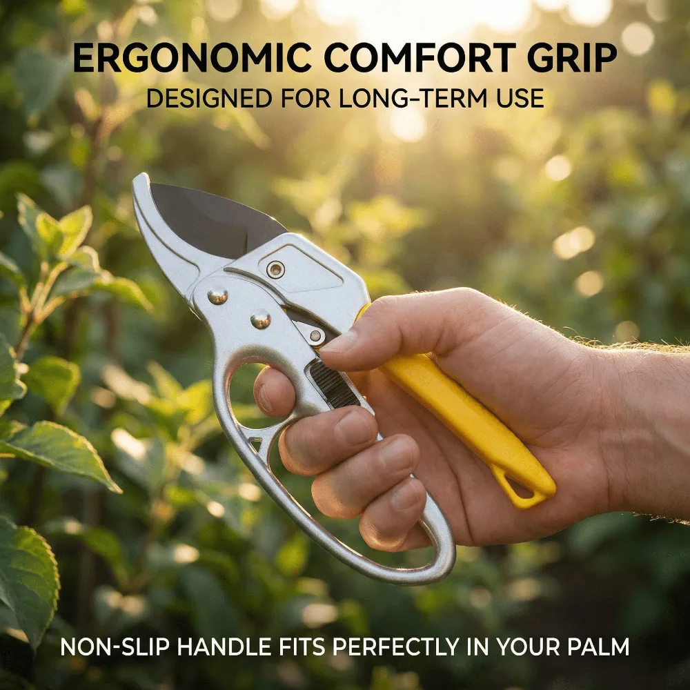 1pc Ratchet Pruning Shears Heavy-Duty Garden Ultra-Sharp Shears For Pruning Harvesting Shaping Gardening Accessories