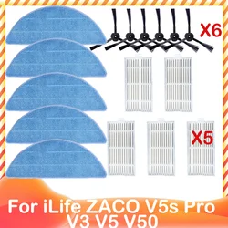 For iLife ZACO V5s Pro V3 V5 V5s V3s V50 X5 Spare Side Brush HEPA Pre Filter Mop Cloth Robot Vacuum Cleaner