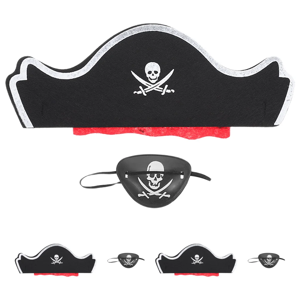 6 Stück Piratenhut Augenklappen Set Halloween Kostüm Zubehör Kinder Erwachsene Dress Up Mottoparty Cosplay Rollenspiel