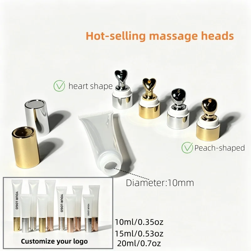 【Logo Custom】50Pcs Customized 10ml 15ml 20ml Multifunctional Massage Head Available Transparent Tube Eye Cream Beauty Products