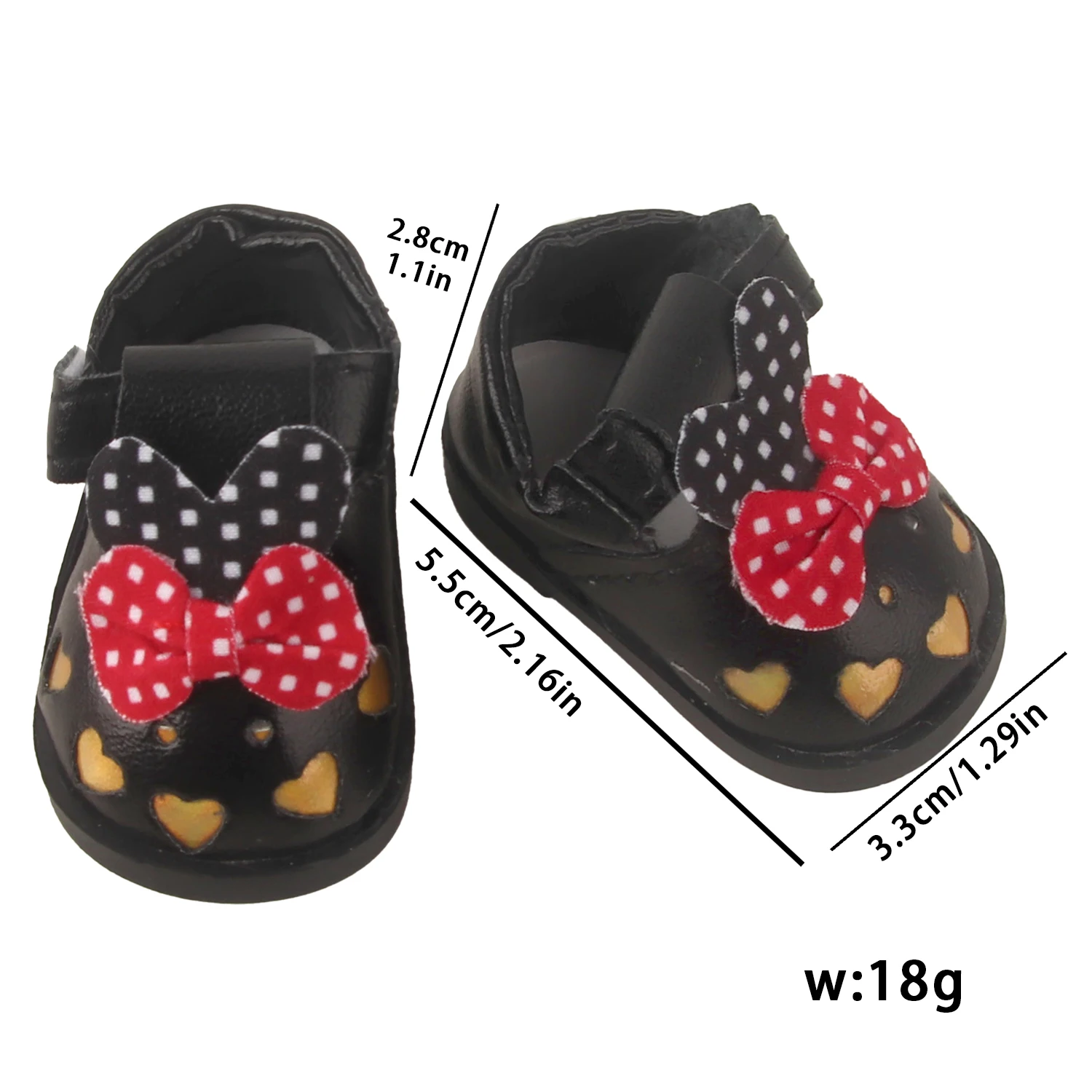 Zapatos de piel sintética para muñeca, botas americanas de 5,5 CM para muñeca de 14 pulgadas, zapatos con lazo de corazón ahuecado para muñeca de