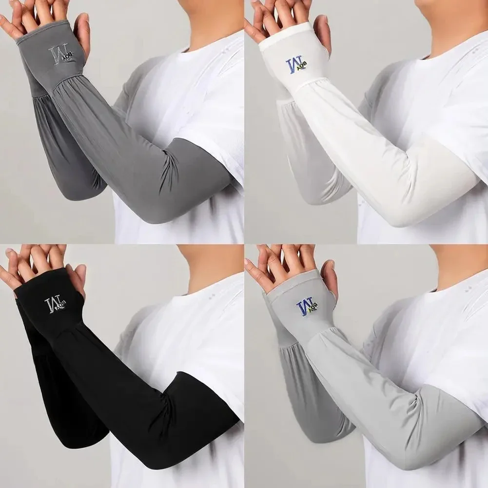 

Men's Ice Silk Sun-protective Sleeves, Arm Cover for Driving Riding Outdoor Sports, UV Guard Cool Arm Sleeves