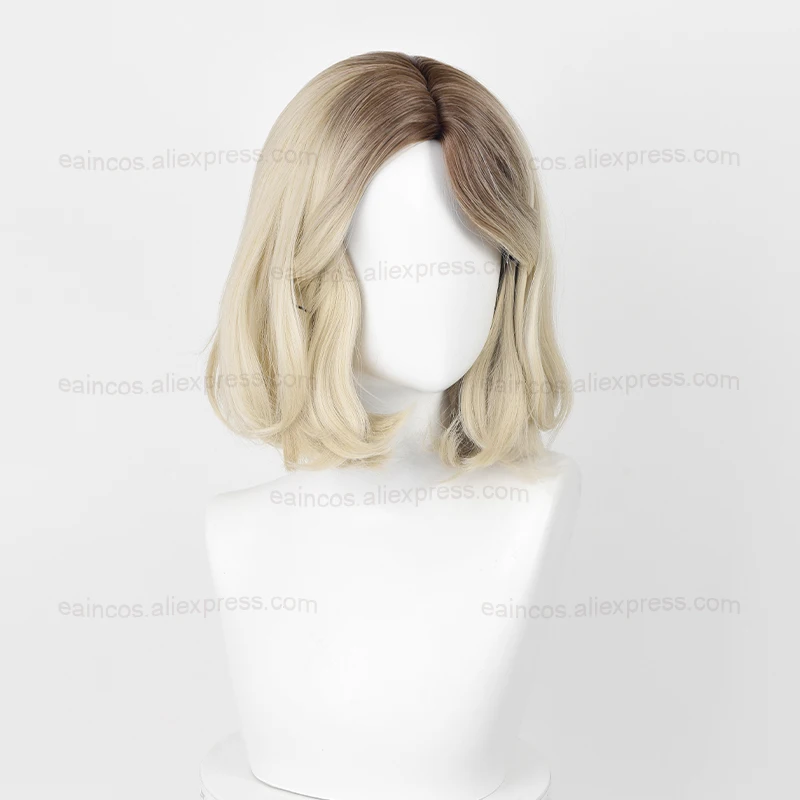 Gwen Stacy peruka do Cosplay Gwen przez werset pająka 35cm/45cm Gradient krótkie peruki żaroodporny syntetyczny impreza z okazji Halloween do włosów