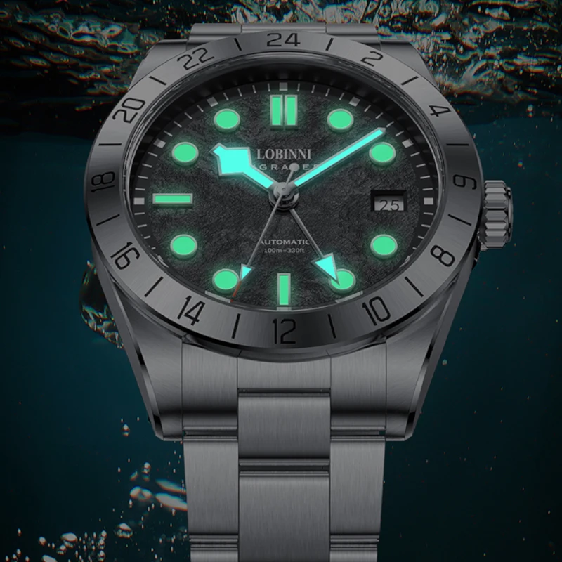 LOBINNI Automatic Stainless Steel Watch Designer Luminous Pointers Japan NH34 Movement Automatic Watches