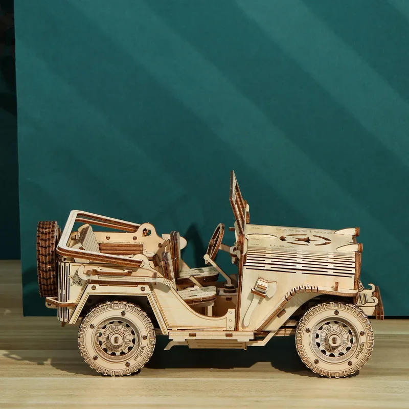 Off-road Jeep Modell 3D Holz Puzzle Auto Montage Spielzeug Jeep Puzzle Spielzeug für Erwachsene Holz Modell Baustein Kits