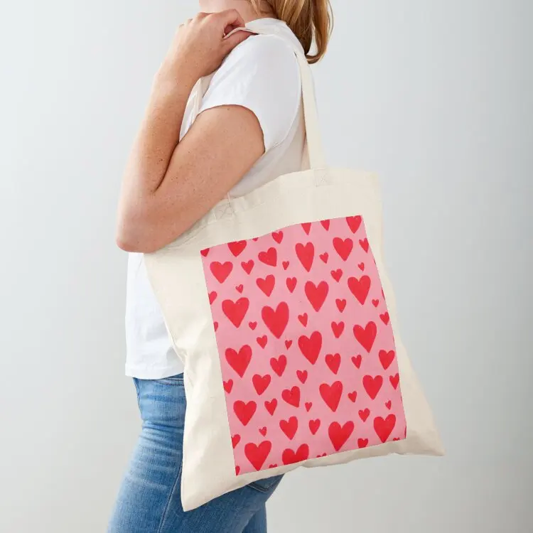 

Cute red and pink heart pattern. Tote Bag Handbags personalized tote canvas screen