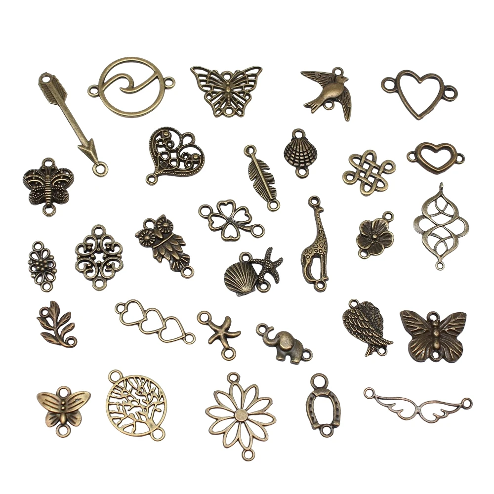 20 sztuk zawieszki do złącza do tworzenia biżuterii DIY rękodzieło naszyjnik bransoletka kolczyki Making Vintage antyczny kolor brązu