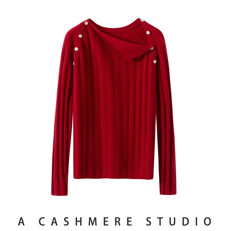 100% kasjmier damestrui herfst/winter nieuwe collectie dames O-hals gebreide capuchon warm en modieus Koreaanse versie top