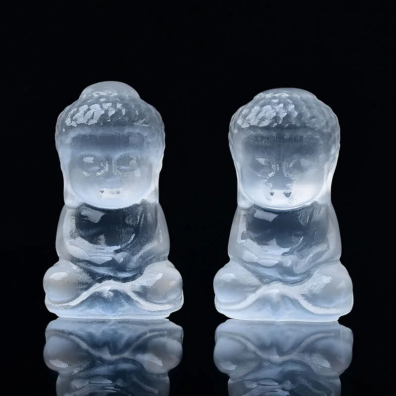 

1pC Natural Mini Ornament Baby Buddha White Selenite Carved Chinese Style Handle Buddhist Belief Fengshui Crafts Home Decor Gift