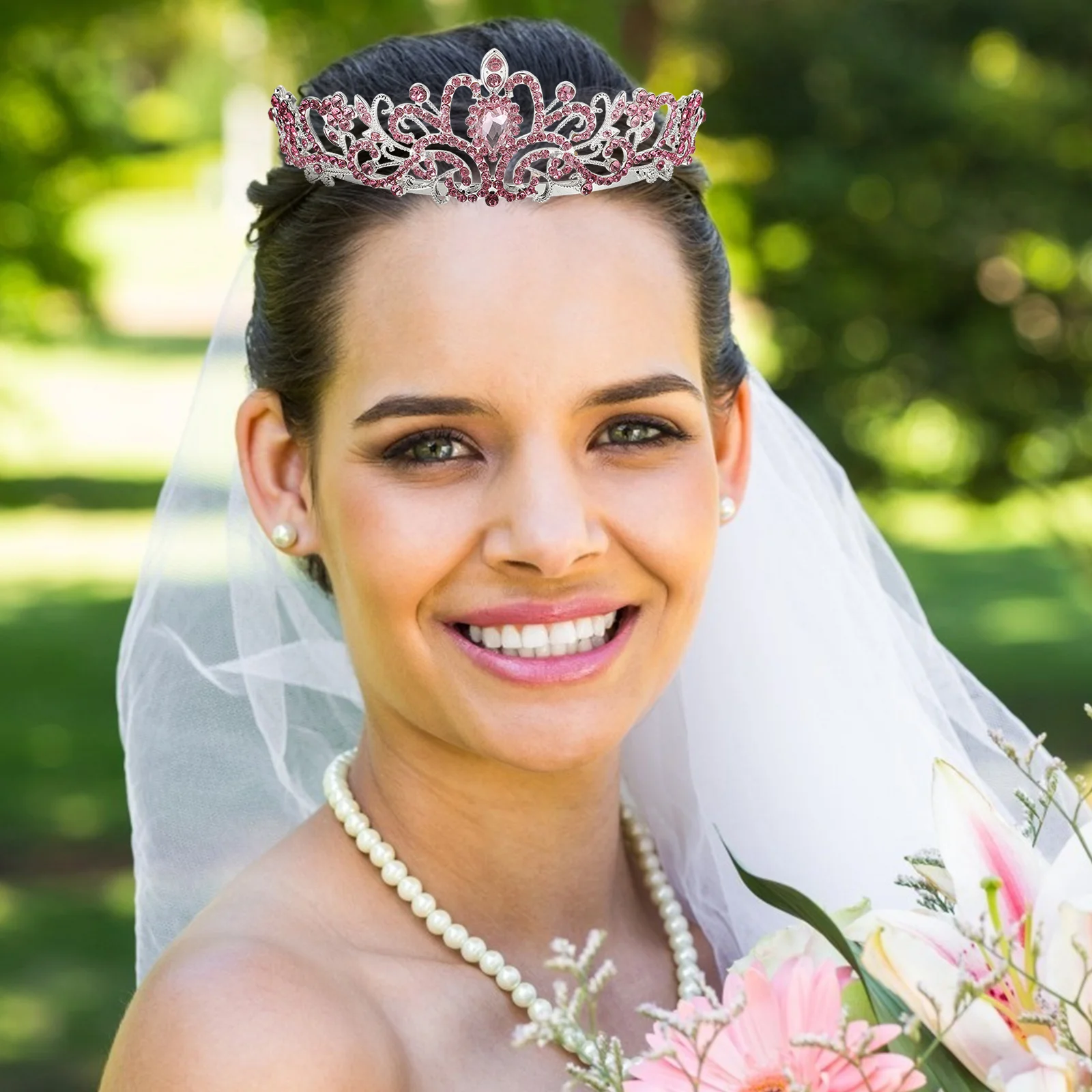 2 uds corona de diamantes de imitación aleación de Zinc novia Tiara de cristal tocado exquisita decoración de boda